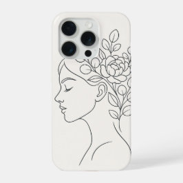 Woman with Floral Crown – Minimal Line Art