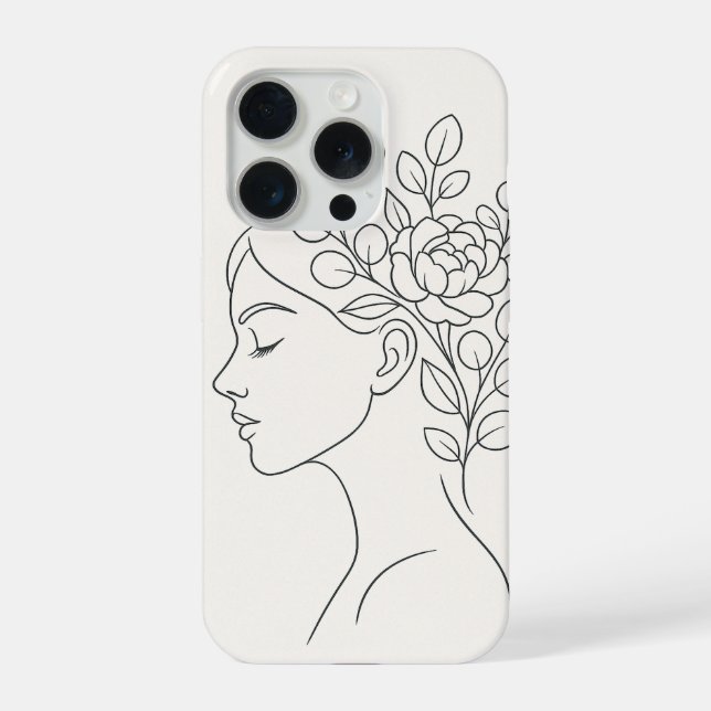 Woman with Floral Crown – Minimal Line Art (Verso)