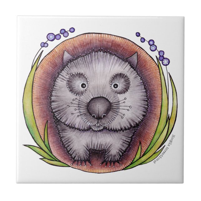 "Wombie" o azulejo ou o Trivet do wombat (Frente)