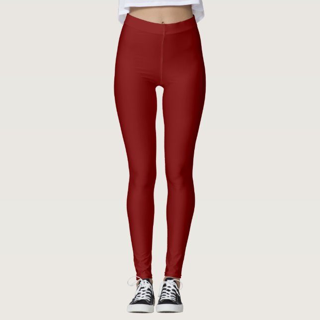 Women luxury Leggings Solid Maroon Burgundy  (Frente)