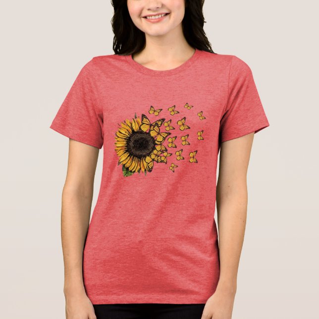 Women’s Sunflower Butterfly Nature Graphic (Frente)
