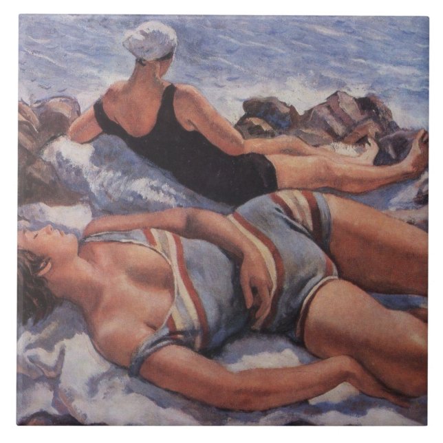 Women Sunbelt on the Beach (por Serebriakova) (Frente)