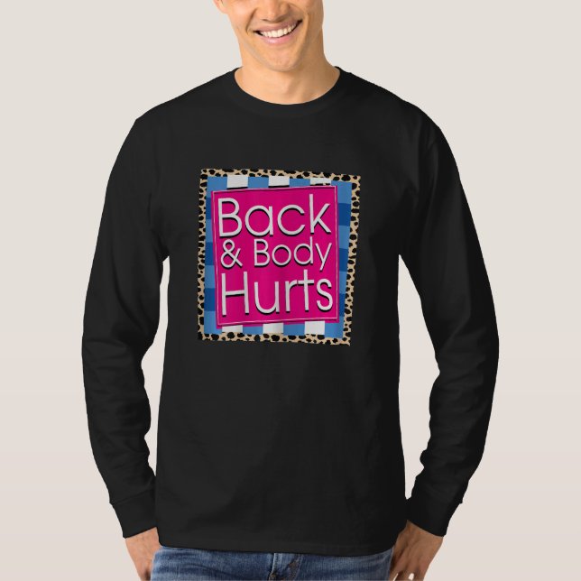 Womens  Back Body Hurts Quote Workout Gym Top 5 (Frente)