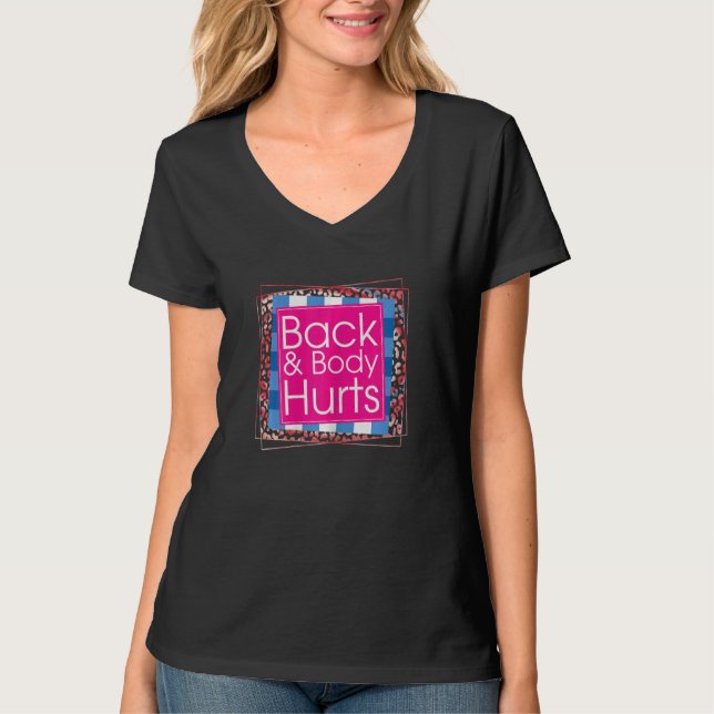 Womens  Back Body Hurts Quote Yoga Workout Gym Top (Frente)
