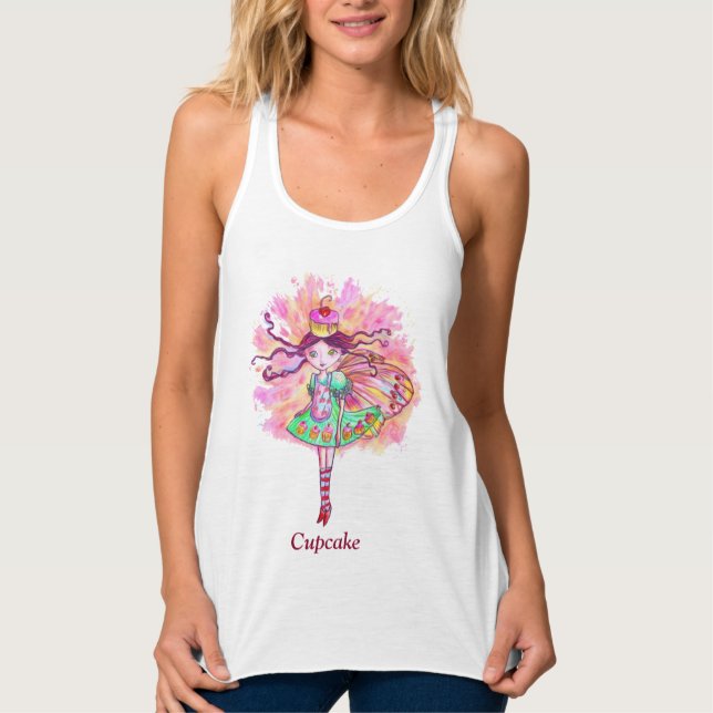 Women's Cupcake Fairy Slim Fit Racerback Tank Top (Frente)