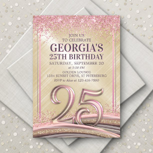 Womens Glam 25 Birthday Convite