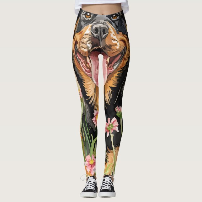 Women's Leggings – Rottweiler Dog Print (Frente)
