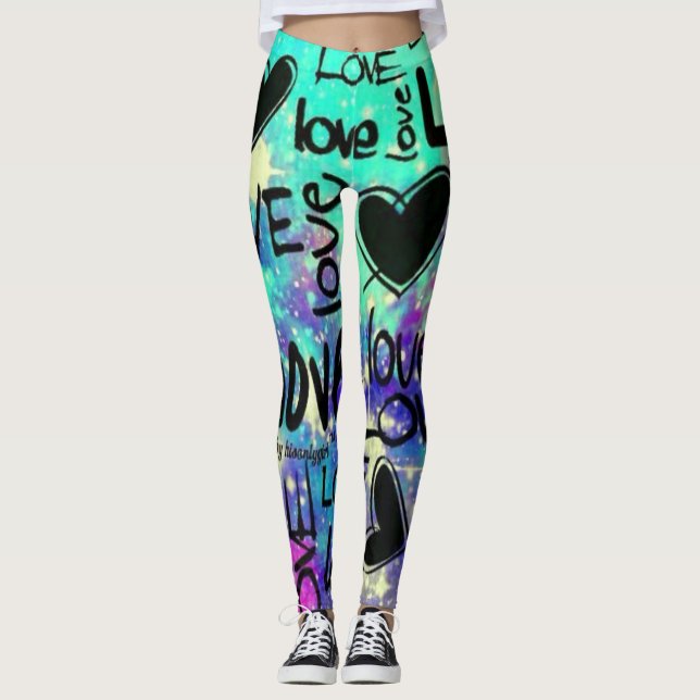 Women's Love Heart Printed Leggings (Frente)