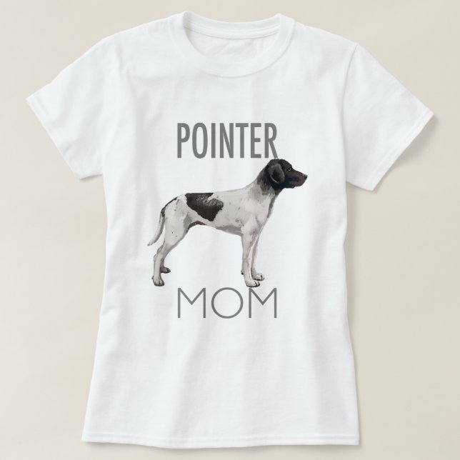 Womens Pointer Mãe camiseta Cachorro (Frente do Design)
