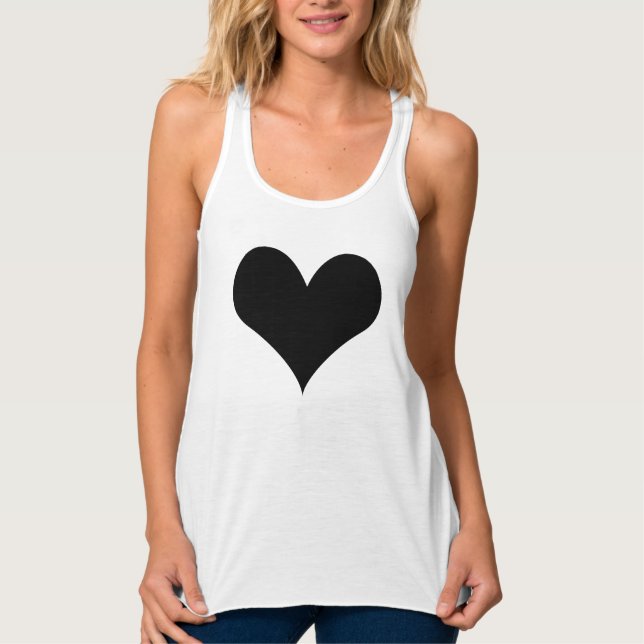 Women's Slim Fit Racerback Tank Top Black Heart (Frente)
