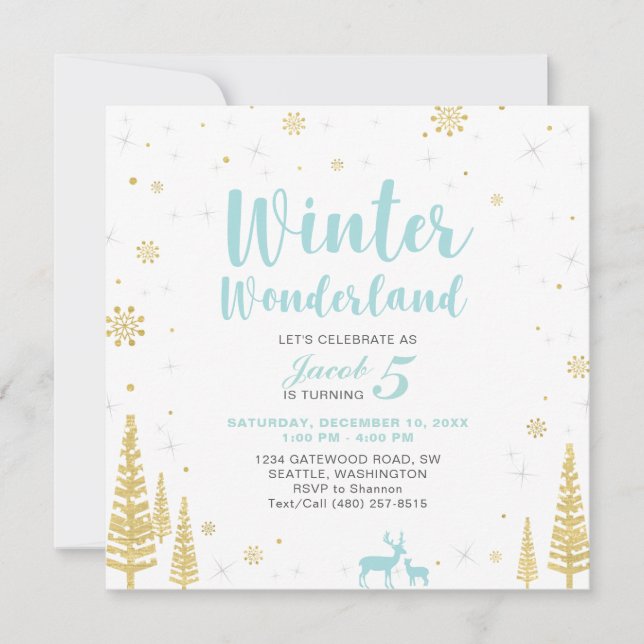 Wonderland de inverno - Convite ao Aniversário de  (Frente)