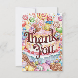 Wonderland Lollipop Candyland cartões de agradecim