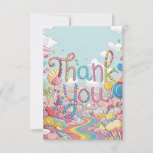 Wonderland Lollipop Candyland cartões de agradecim