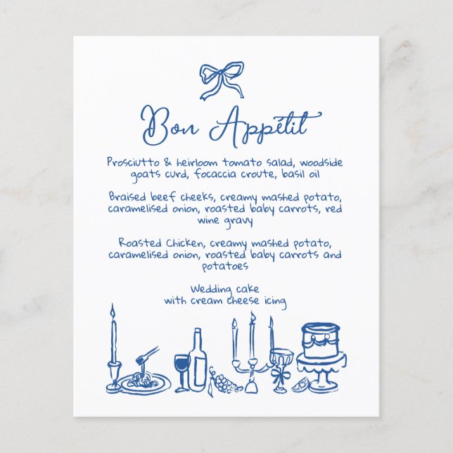 WONDERLAND Mão desenhada Menu de Casamento Editáve (Frente)