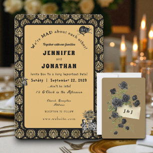 Wonderland Whimsy Dourado, Convite para Casamento 