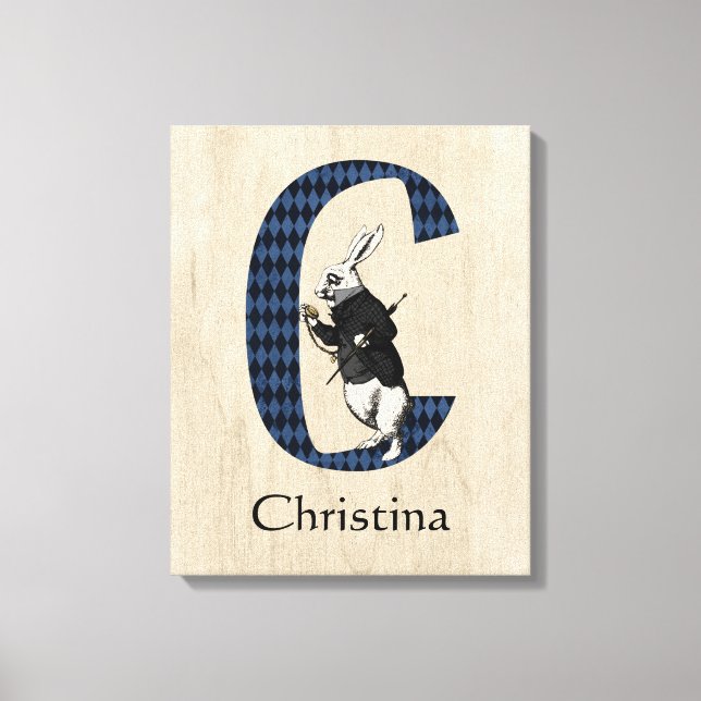 Wonderland White Rabbit Letter C Canvas Print (Frente)