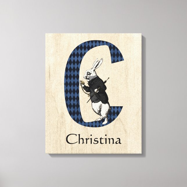 Wonderland White Rabbit Letter C Canvas Print (Frente)