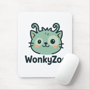 Wonky Zoo Cat Mousepad Acessório Engraçado de Me