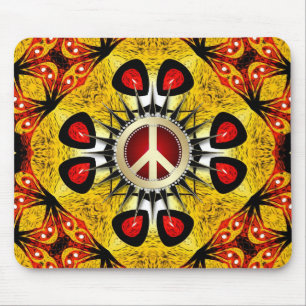 Wood Feather Geométrico Sinal de Paz Mousepad