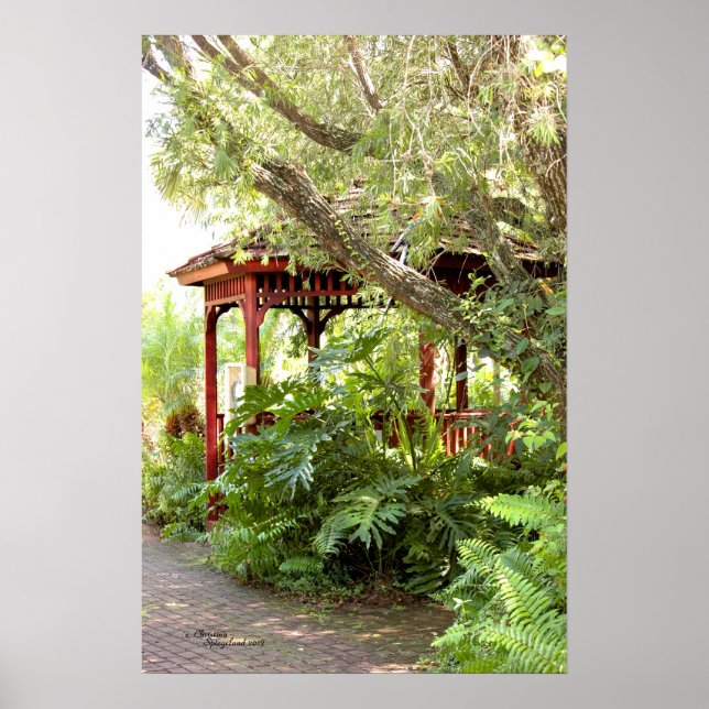 Wood gazebo Tropical plants forest Poster (Frente)