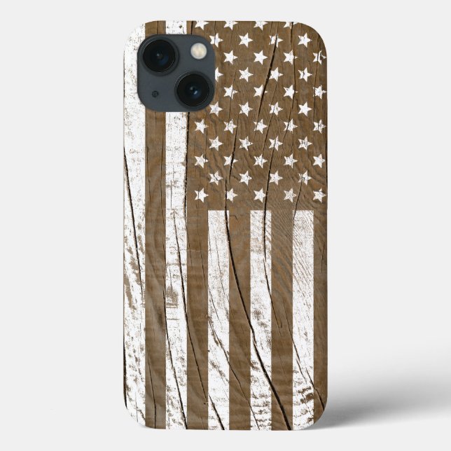 Wood Grain Grunge American Flag (Verso)