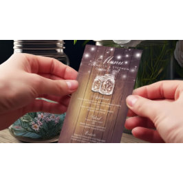 Wood Rustic & Mason Jar String Lights Menu de Casa