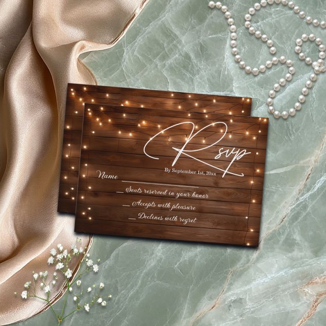 Wood Rustic String Luzes de Casamento RSVP (Criador carregado)