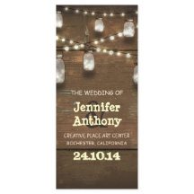 Wooden acende mason jars programas de casamento rú