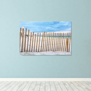 Wooden Beach Fence Sunrise Canvas