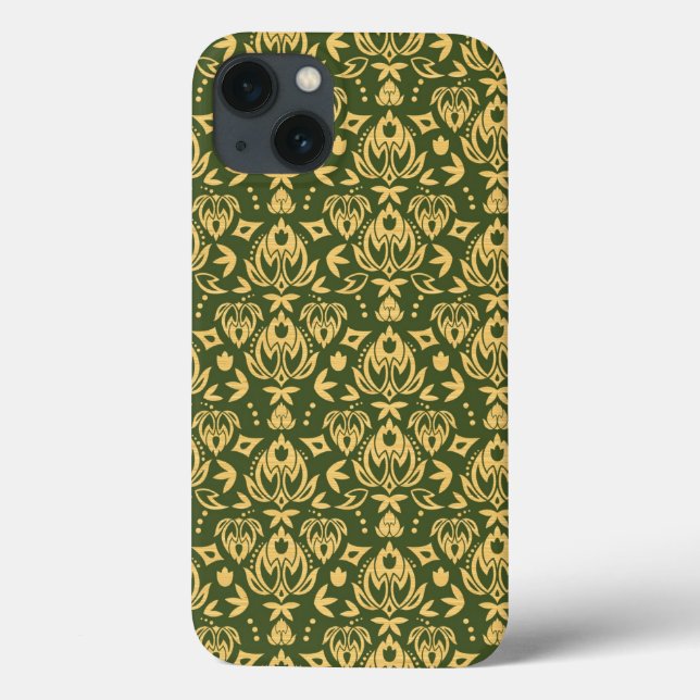 Wooden floral damask pattern background (Verso)