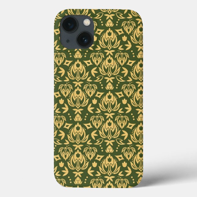 Wooden floral damask pattern background (Verso)
