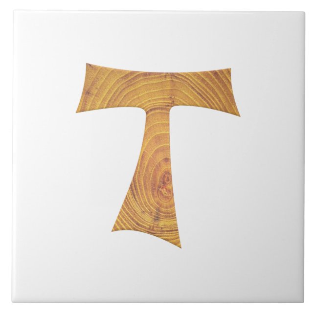 Wooden Look Franciscan Tau Cross (Frente)
