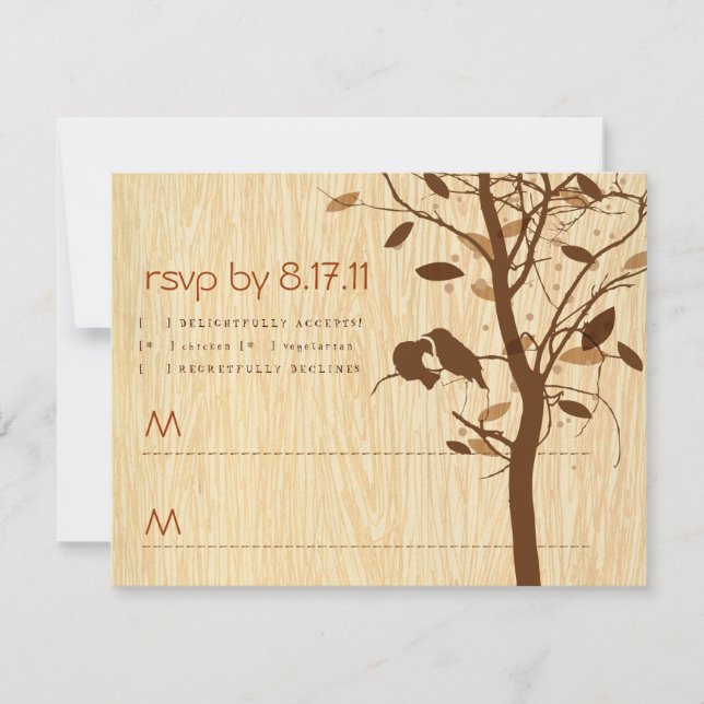 Woodgrain com Brown Love Birds RSVP (Frente)