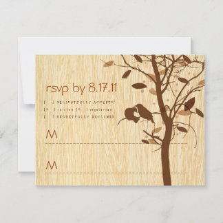 Woodgrain com Brown Love Birds RSVP