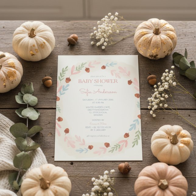 Woodland Acorn Chá de fraldas Convite (Criador carregado)