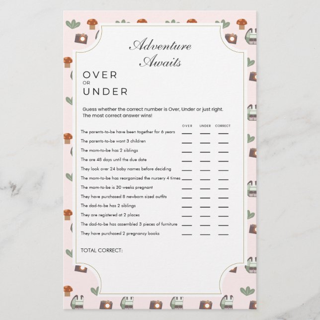 Woodland Adventure aguarda o jogo de Chá de fralda (Frente)