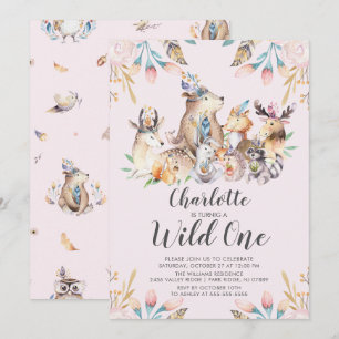 Woodland Amigos Wild One Birthday Convite