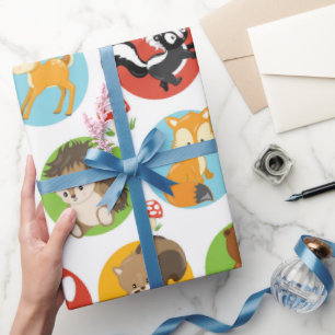 Woodland Animais, papel de embrulho para bebês