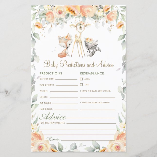 Woodland Animal Floral Baby Predictions and Advice (Frente)