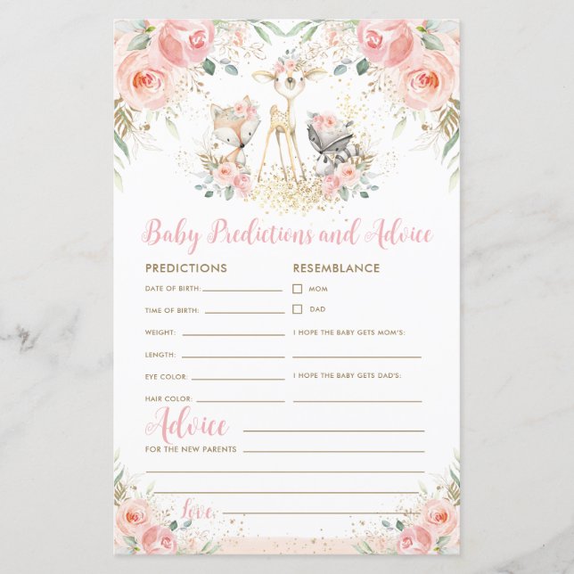 Woodland Animal Floral Baby Predictions and Advice (Frente)