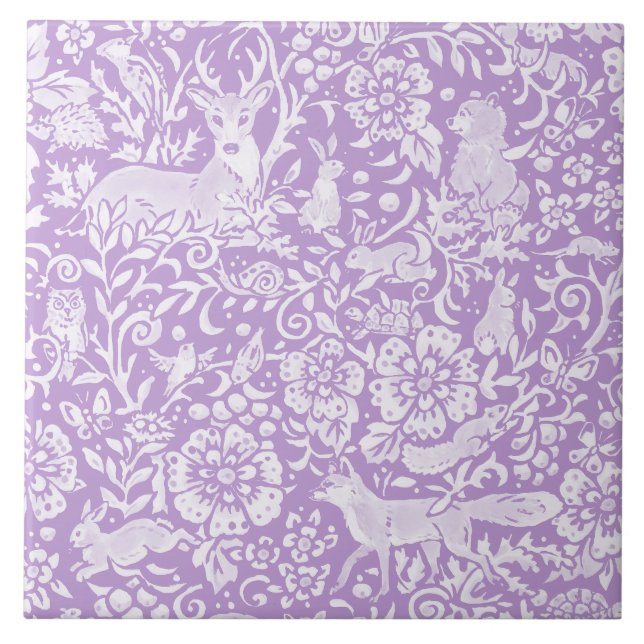 Woodland Animal Purple Veer Fox Coelho Natureza (Frente)