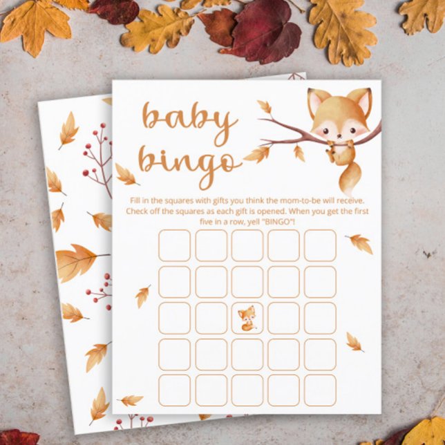 Woodland Autumn Baby Fox baby bingo (Criador carregado)