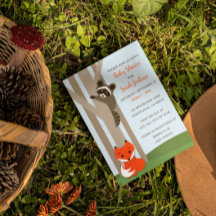 Woodland Babies Grande Convite Para Chás de fralda