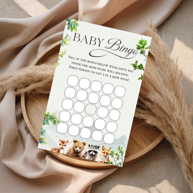 Woodland Baby Bingo Shower Game Card Forest Animal (Criador carregado)
