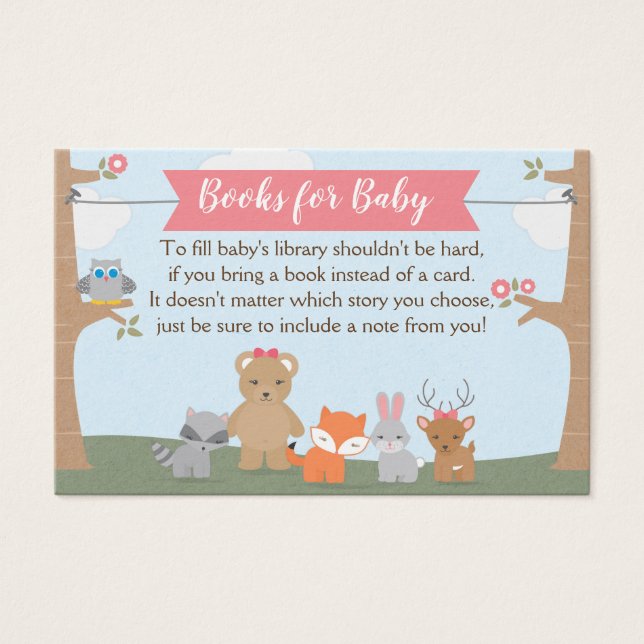 Woodland Baby Girl Chá Traga um Livro (Frente)