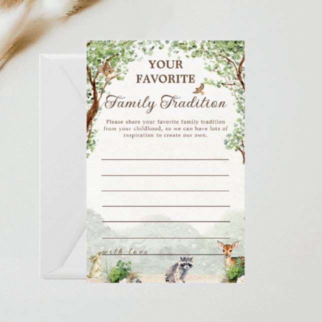 Woodland Baby Shower Family Tradition Advice Card (Criador carregado)