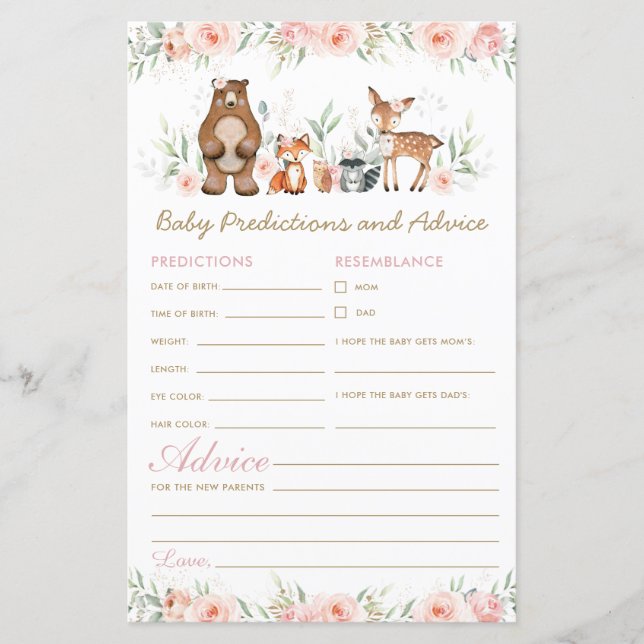 Woodland Blush Floral Baby Predictions and Advice (Frente)