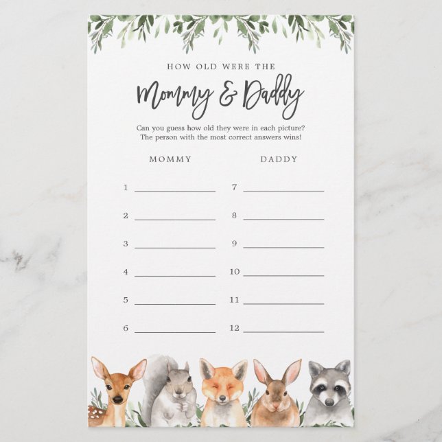 Woodland Chá de fraldas Quantos Anos Tinham O Cart (Frente)