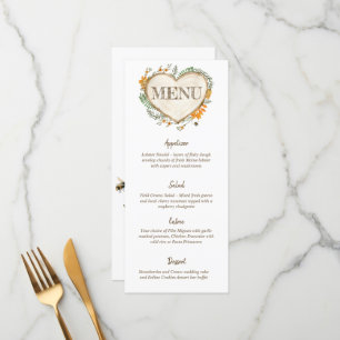 Woodland Cottagecore Wooden Heart Wedt Menu