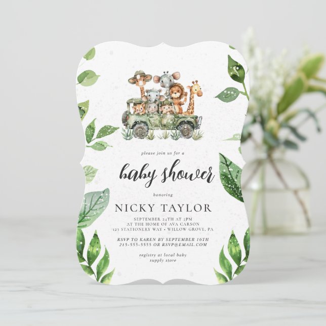 Woodland Cute Animal Safari Chá de fraldas (Em pé/Frente)